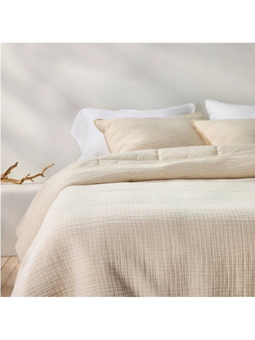 NWT Full/Queen Textured Chambray Comforter & Sham Set Natural - Casaluna